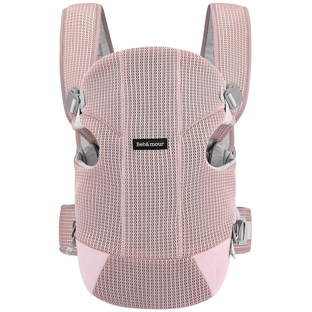 Bebamour Babytrage Vorder und Rückentrage mit 2 Schulterlätzchen,Dusty Pink, Dusty Pink