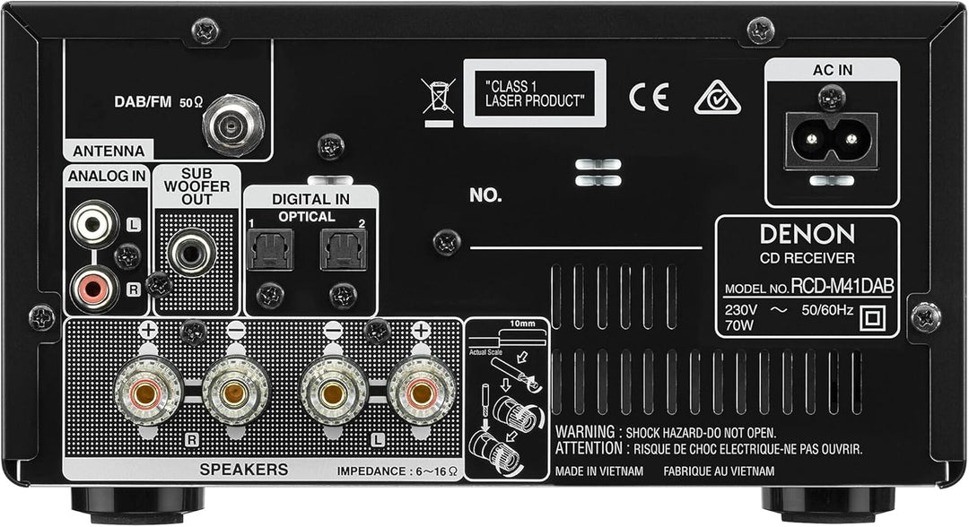 Denon D-M 41 DAB Kompaktes HiFi-System (2 x 30W Ausgangsleistung) Schwarz Schwarz HiFi Set, Schwarz