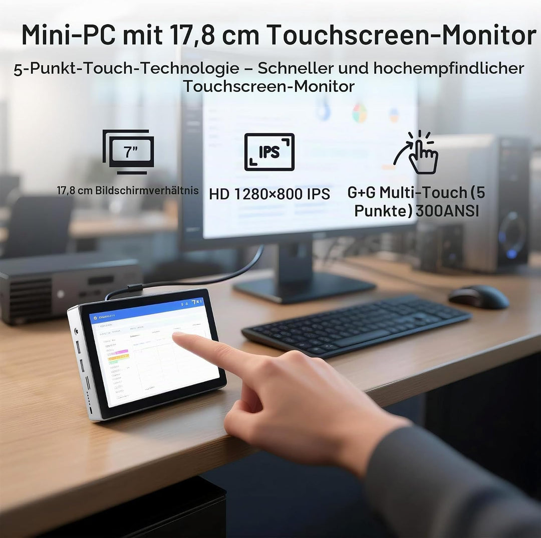 Mini Computer PC-HEIGAOLAPC Mini PC Desktop Celeron N95, 16GB RAM 256GB eMMC, Win 11 Pro Mini-pc mit