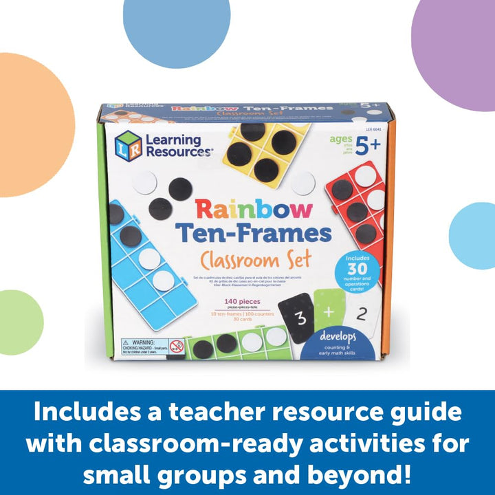 Learning Resources LER6641 Regenbogen Set, ab 5 Jahren, 10 verbindbare Zehner-Rahmen und Zähler, Mat