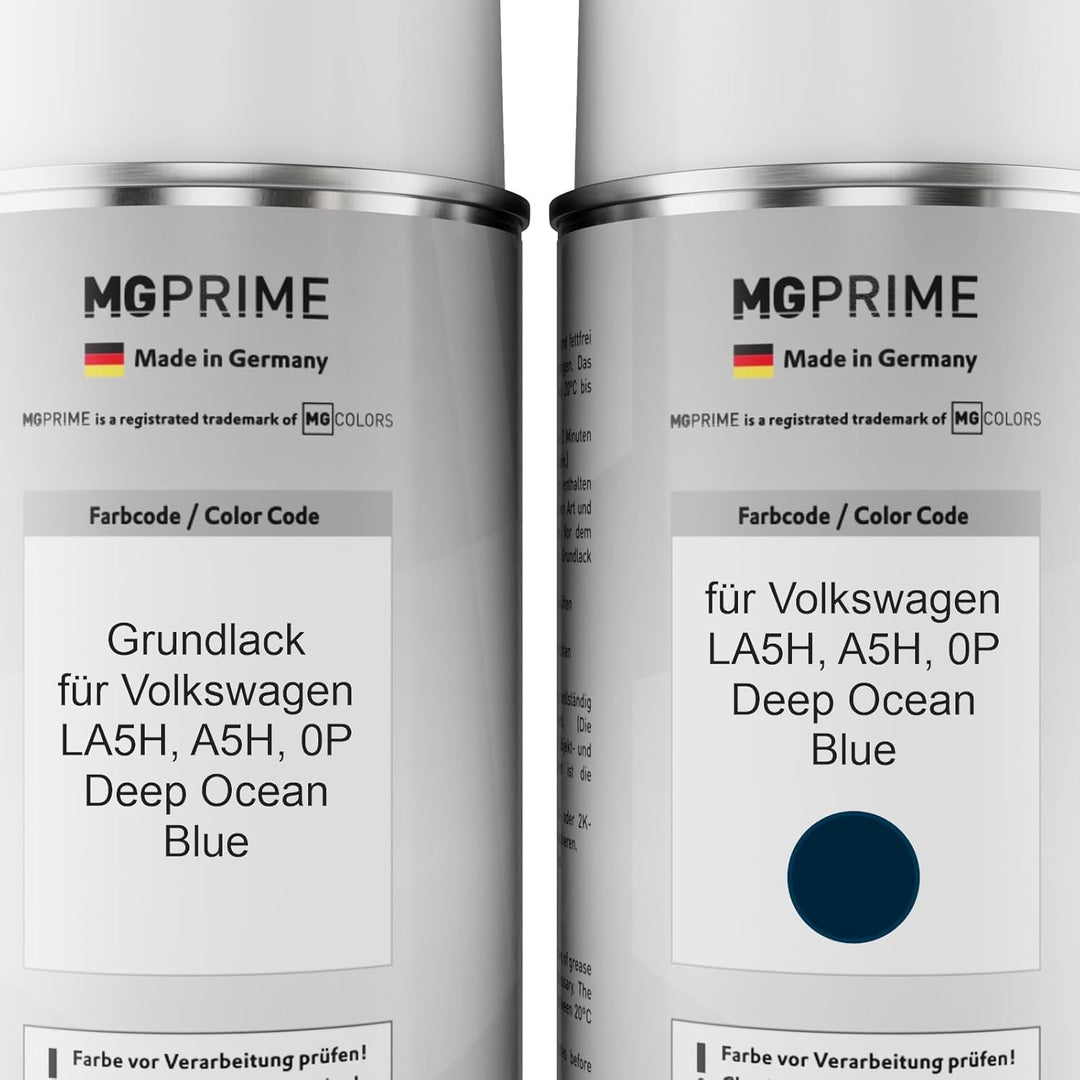 MG PRIME Autolack Sprühdosen Set für Volkswagen VW LA5H / A5H / 0P Deep Ocean Blue Grundlack Basisla