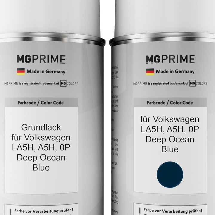 MG PRIME Autolack Sprühdosen Set für Volkswagen VW LA5H / A5H / 0P Deep Ocean Blue Grundlack Basisla