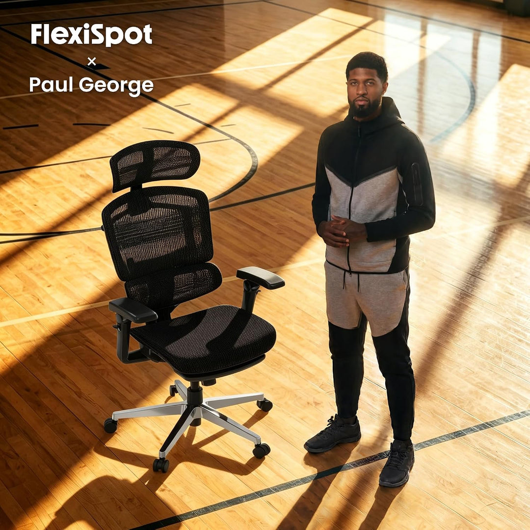 FLEXISPOT ErgoX Pro Ergonomischer Bürostuhl mit ausziehbarer Fussstütze, 12-stufiger Höhenverstellun