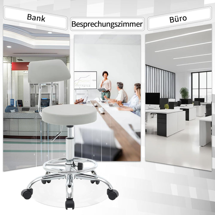 FIRAVOE Ergonomischer Büro-Zeichenstuhl, höhenverstellbarer Rollhocker mit Fussstütze 49,5–67,6 cm,