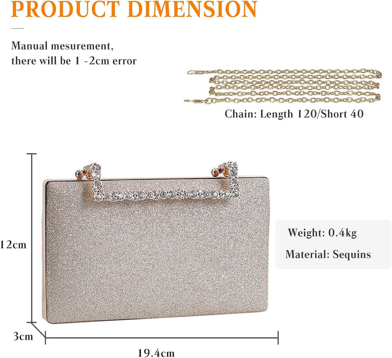 CORIOS Clutch Damen Glitzer Abendtasche Funkelnd Schultertasche Hochzeit Brautbörse Handtasche Glänz