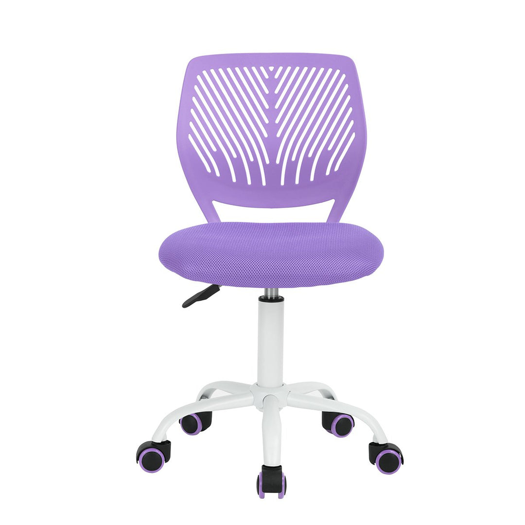 Verstellbarer Bürostuhl, Computerstuhl, Stoffsitz, Bürostuhl, Drehstuhl, ohne Arm, Violett Lila, Lil