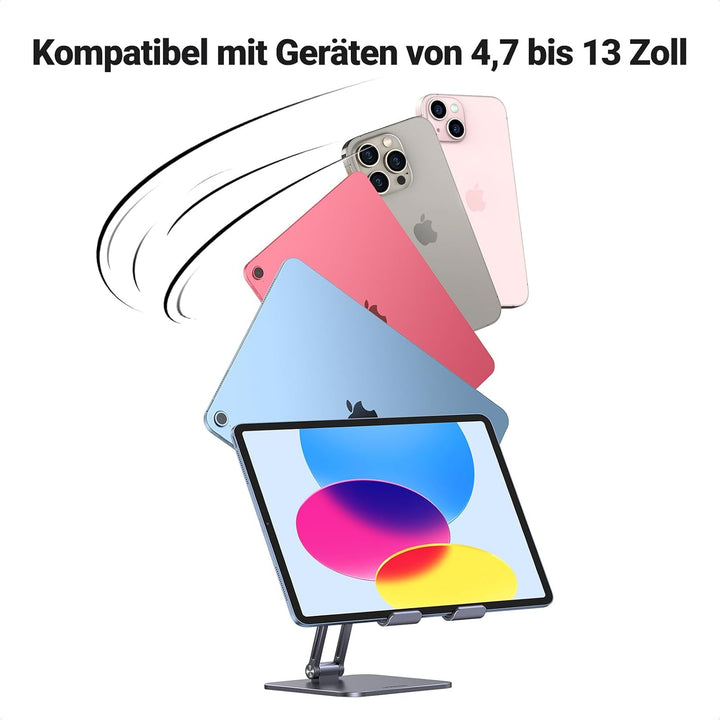 UGREEN Aluminium Tablet Halterung Verstellbarer Tablet Ständer Höhenverstellbar iPad Ständer kompati