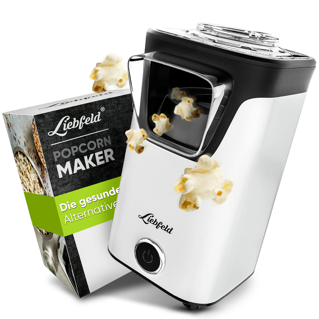 Liebfeld Popcornmaschine - Heissluft Popcorn Maker ohne Fett & Öl - Retro Küchen Gadget für Pop Mais