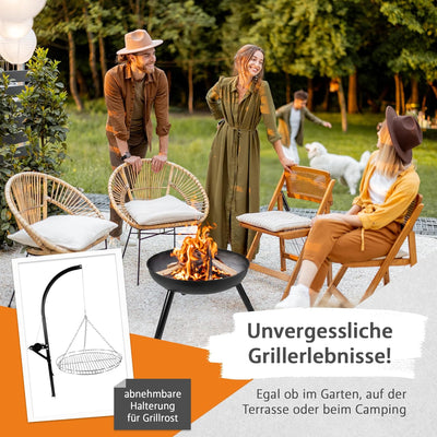 NATIV Lemodo Feuerschale mit Grillrost - Dreibein-Schwenkgrill - Dreifuss-Grill mit Kurbel zur Höhen