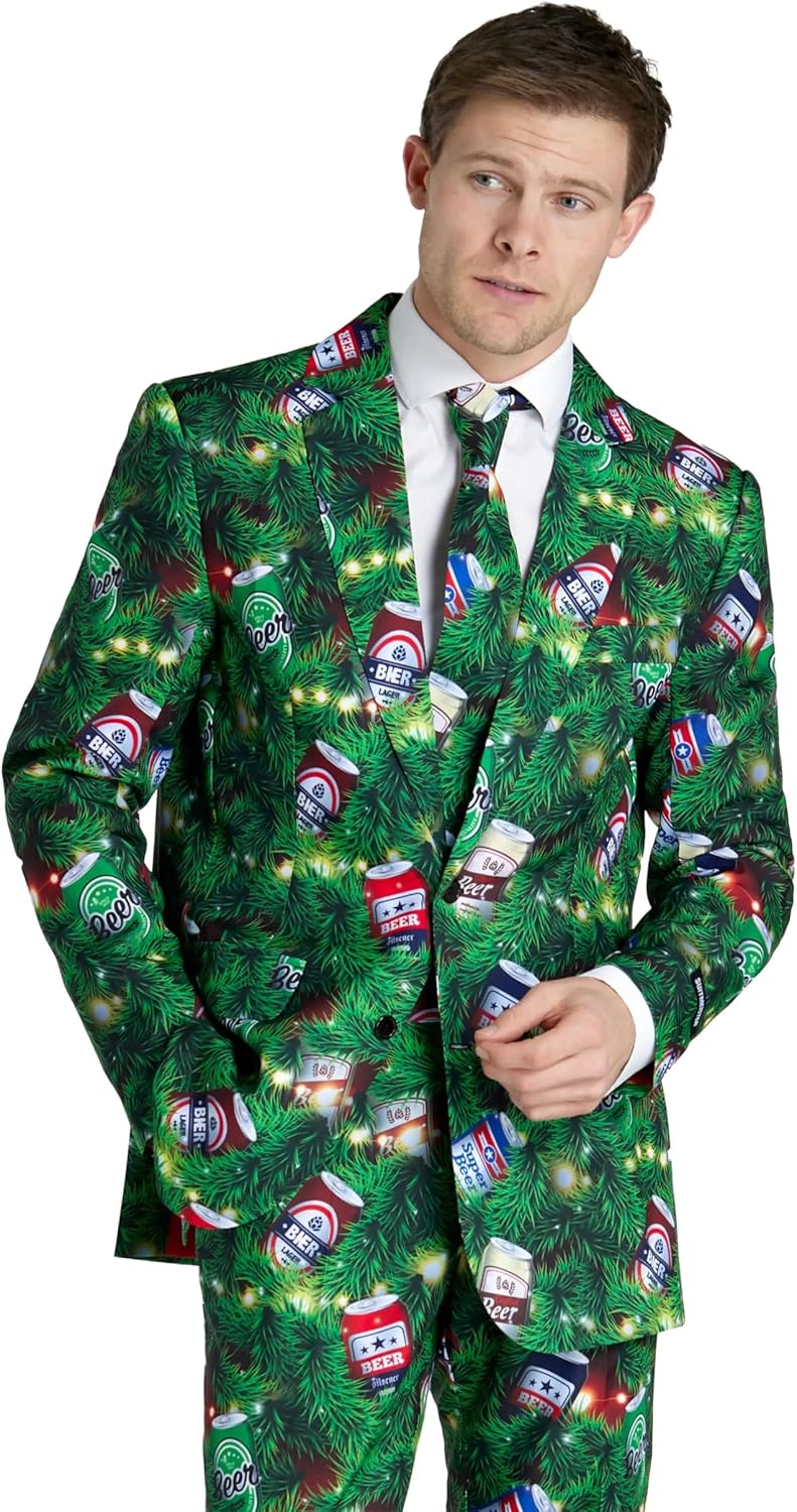 Suitmeister Weihnachtsanzug für Jungen - lustige hässliche Weihnachtskleidung mit echten Lichterner