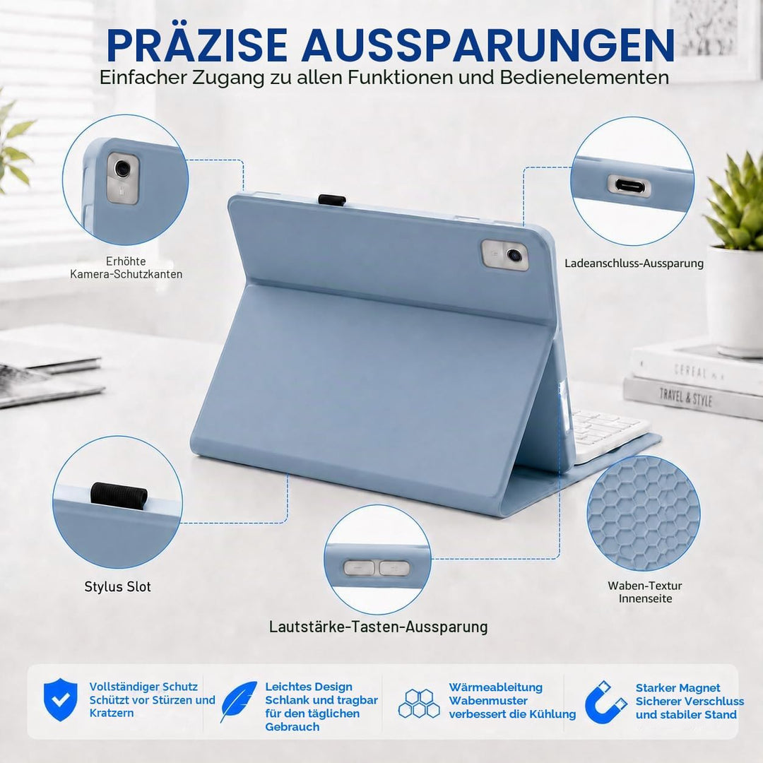 Tastatur Hülle für Lenovo Tab P11 (TB-J606) / P11 Plus 11 Zoll 2021 (TB-J616F/TB-J607), QWERTZ Deuts