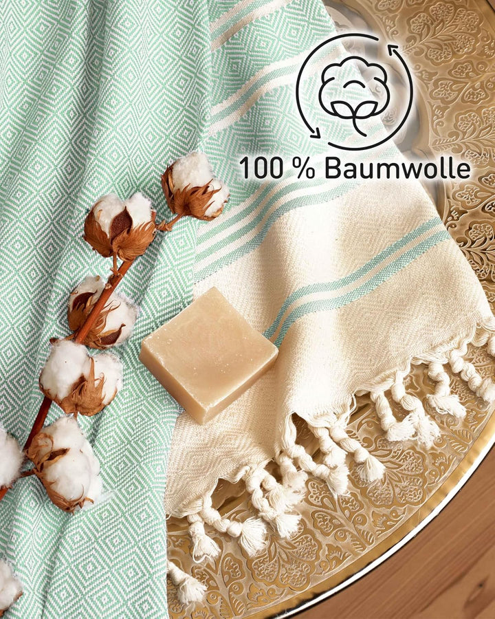 Fit-Flip Hamamtuch aus 100% Baumwolle – saugfähig und schnelltrocknend – türkisches Saunatuch, Stran