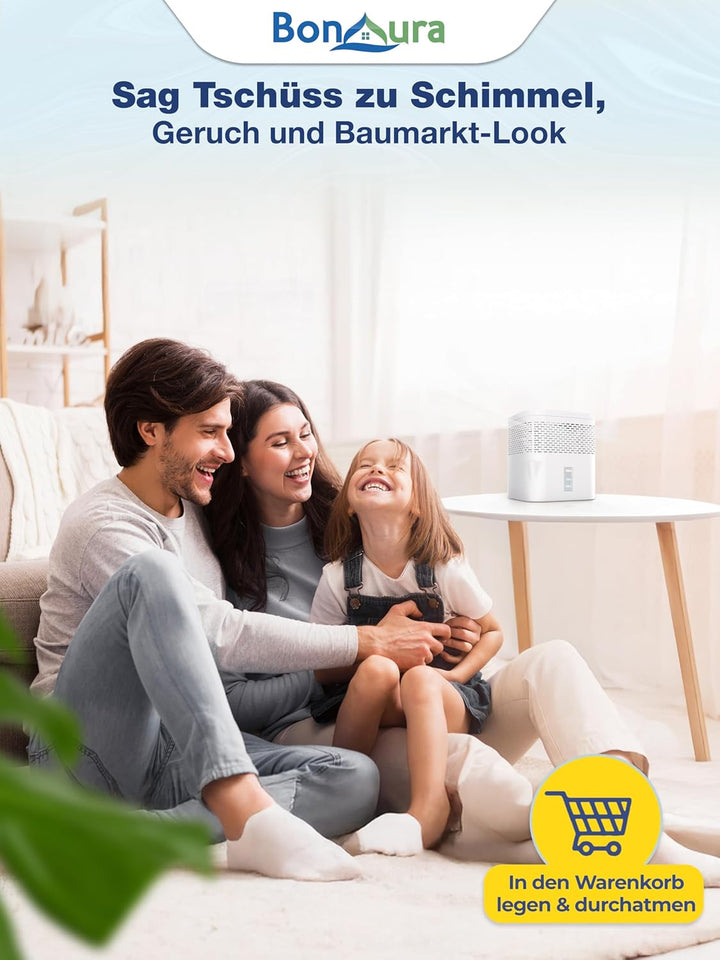 BonAura® Luftentfeuchter ohne Strom - Raumentfeuchter für Keller, Bad uvm. - 450g Luftenfeuchter Nac