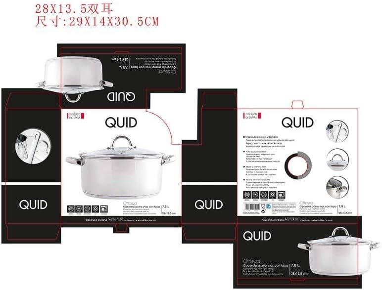 Quid Ottawa Typ 1L Bräter mit Deckel 28 x 19 cm, Antihaft, Edelstahl, 2.23 kg, Silber, 28 x 19 cm