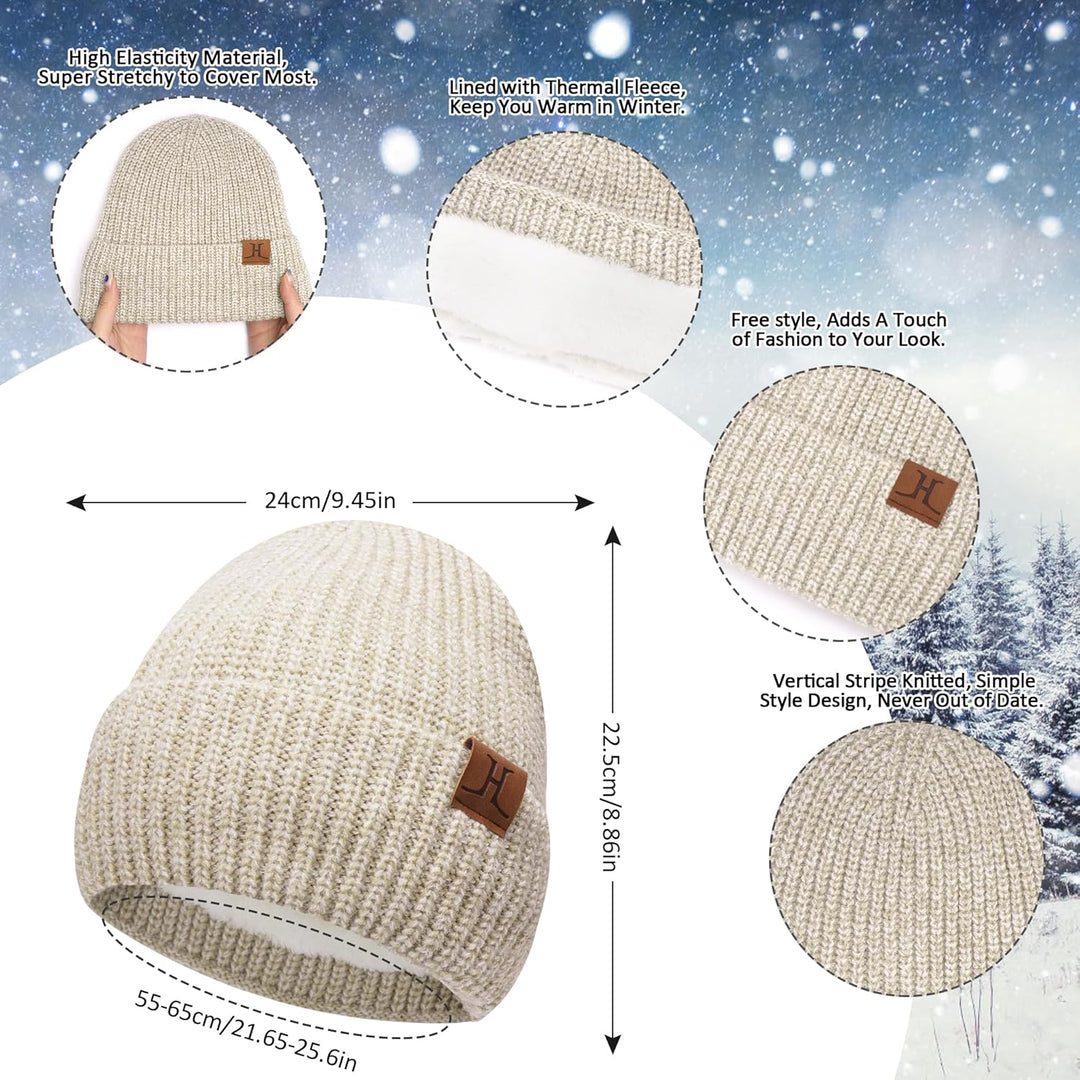 ZASFOU Damen Winter Mütze Schal Touchscreen Handschuhe Set Thermo Beanie Wintermütze Strickmütze Sch