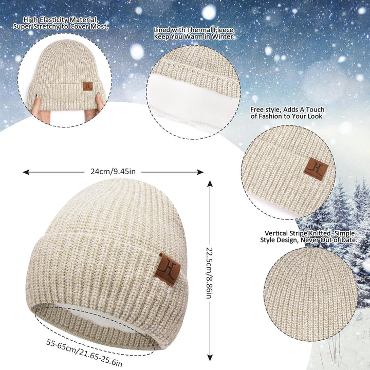 ZASFOU Damen Winter Mütze Schal Touchscreen Handschuhe Set Thermo Beanie Wintermütze Strickmütze Sch