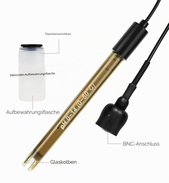 High Accuracy Combination pH Electrode for Continuous pH Monitoring, 0-14 pH Probe with 200 cm Long