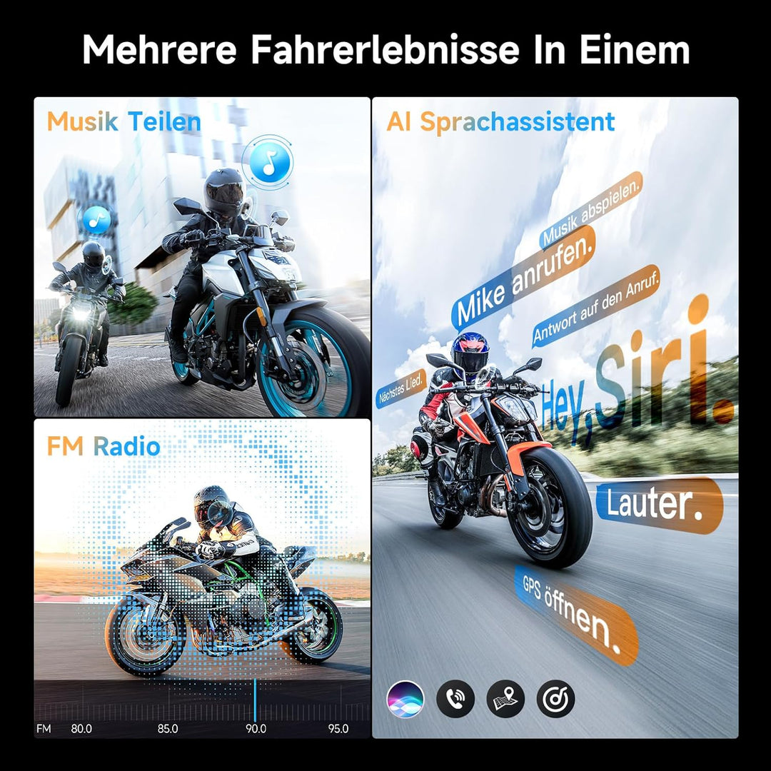 Moman H2E Motorrad Headset Intercom – Adler-Design Motorradhelm-Headset, Dual-Chip für Audio-Multita