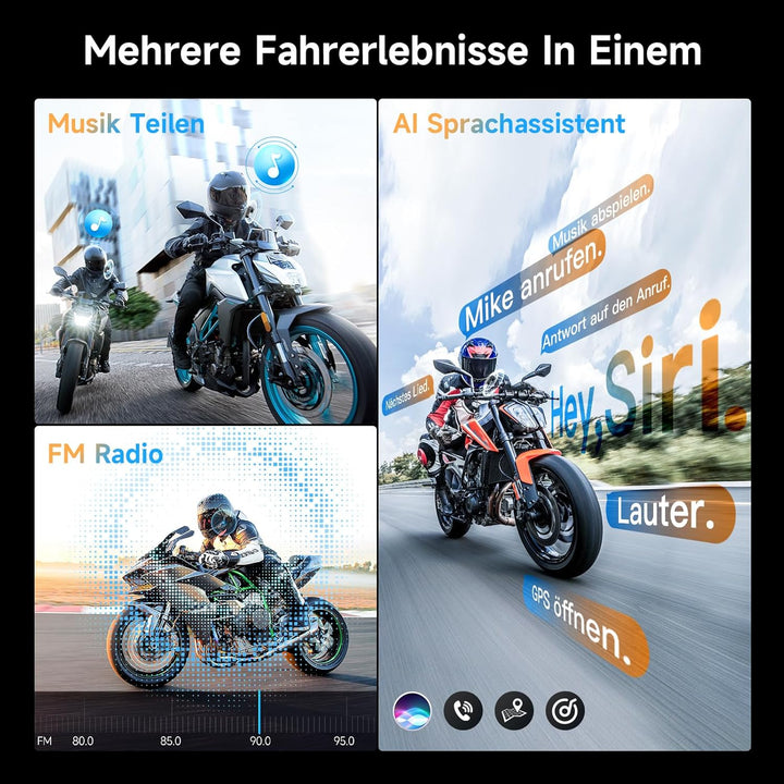Moman H2E Motorrad Headset Intercom – Adler-Design Motorradhelm-Headset, Dual-Chip für Audio-Multita