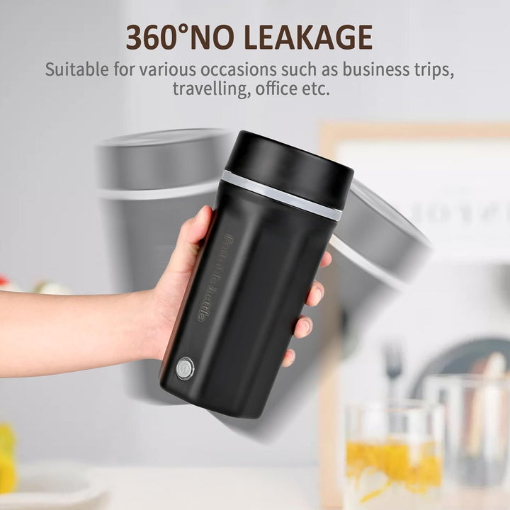 Reise Wasserkocher Klein Elektrische Wassertasse 500ML Tragbarer Mini-Heizbecher 304 Edelstahl Liner