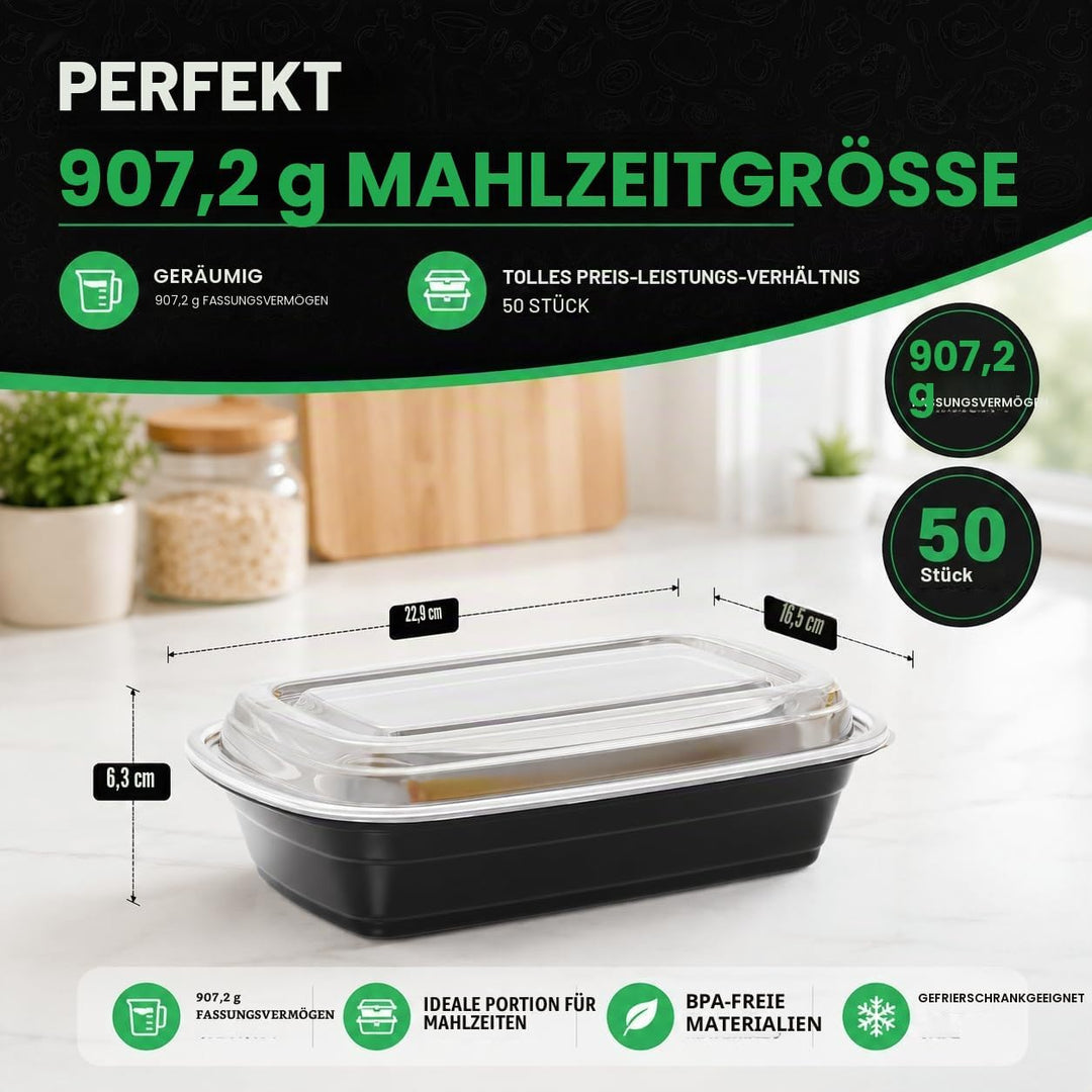WUHUIXOZ 50 Stück 32oz Meal Prep Container mit, Prämie Wiederverwendbar Behälter für die Zubereitung