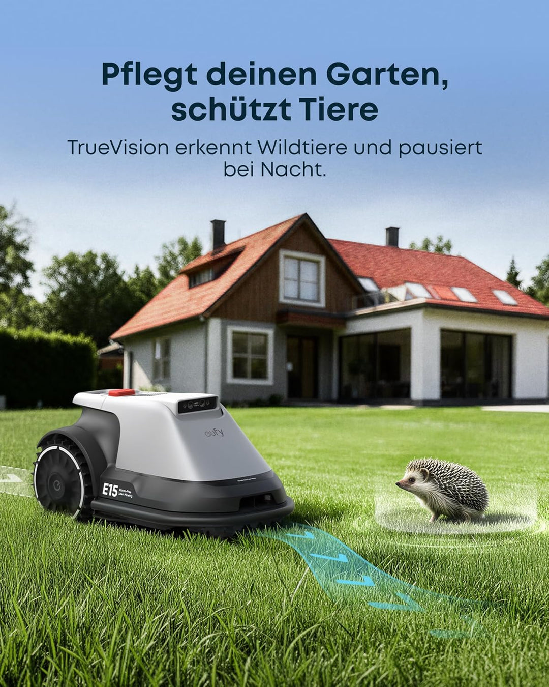 eufy E15 Mähroboter ohne Begrenzungskabel, Keine Signalausfälle, Kein RTK, TrueVision Technologie, S