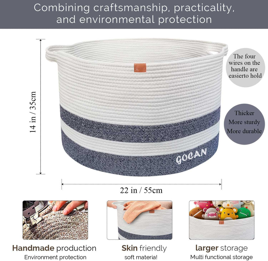 GOCAN XXXL korb aufbewahrung gross wäschekorb D55XH35cm wäschesammler aufbewahrungskorb für Decken K