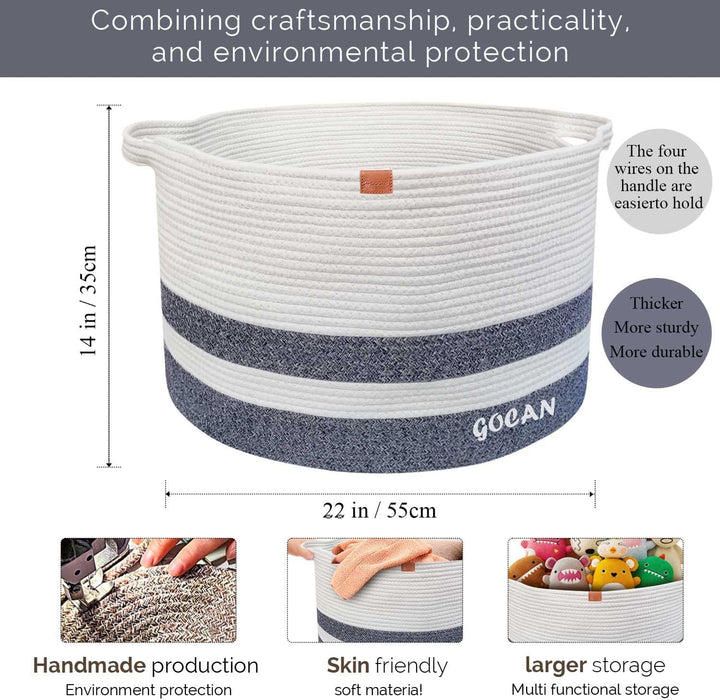 GOCAN XXXL korb aufbewahrung gross wäschekorb D55XH35cm wäschesammler aufbewahrungskorb für Decken K