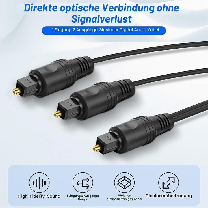MEIRIYFA Digitaler Optischer Splitter Adapter 1 in 2 Out, 1M Toslink Digital Fiber Optic Audio Split