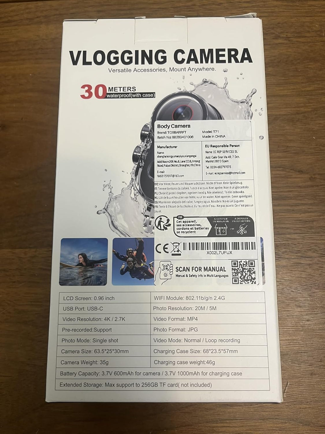 T71M Action Cam 4K, Mini POV- & Helmkamera Mit 6-Achsen-EIS, 154° Weitwinkel, 64 GB MicroSD, Ladecas