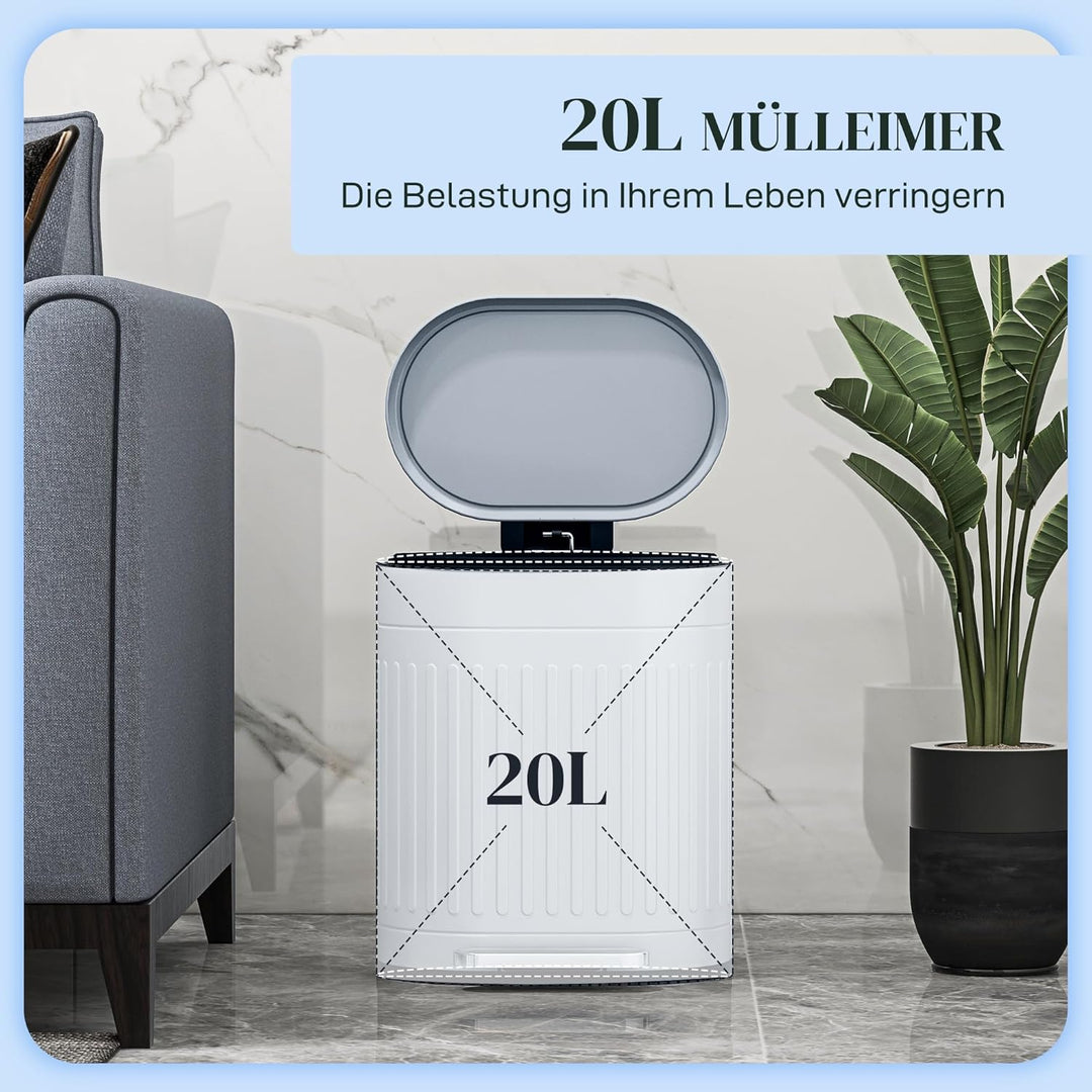 HOMCOM Mülleimer 20L Treteimer Abfalleimer mit Deckel und Fusspedal, Müllbehälter mit herausnehmbare