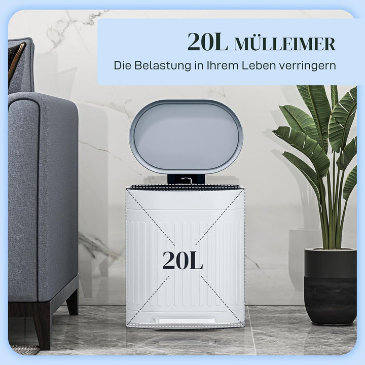 HOMCOM Mülleimer 20L Treteimer Abfalleimer mit Deckel und Fusspedal, Müllbehälter mit herausnehmbare
