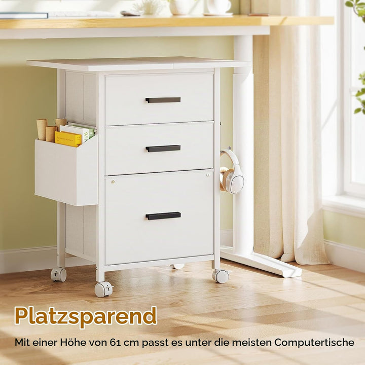 Rollcontainer, Aktenschrank, mit 3 Schubladen und Rollen, für Dokumente in DIN A4, Letter-Format, Dr