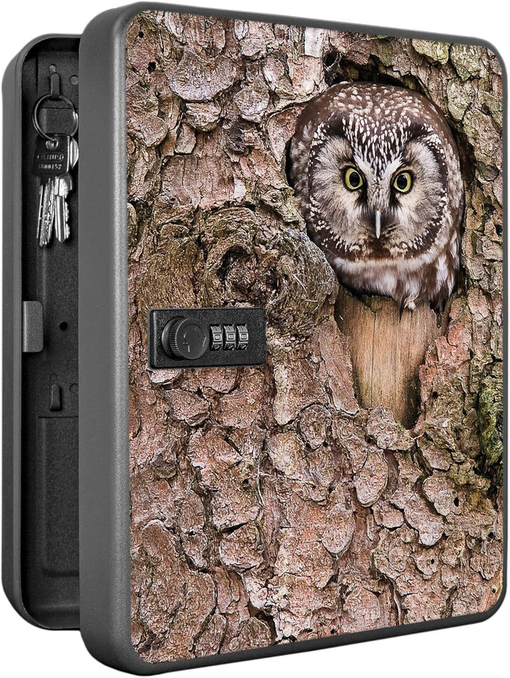 banjado® Burg-Wächter® abschliessbarer Schlüsselkasten mit Motiv Eule für 36 Schlüssel - Schlüsselka