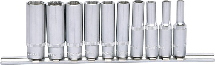 KS Tools 917.0630 1/4" 12-kant-Stecknuss-Satz, lang, 10-tlg.
