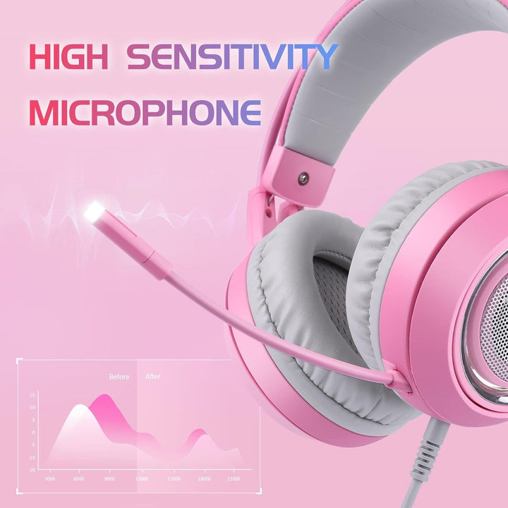 Somic G951rosa Rose Kat Gaming Headset Kopfhörer mit Virtuell 7.1 Klingen und LED Licht, Mikrofon fü