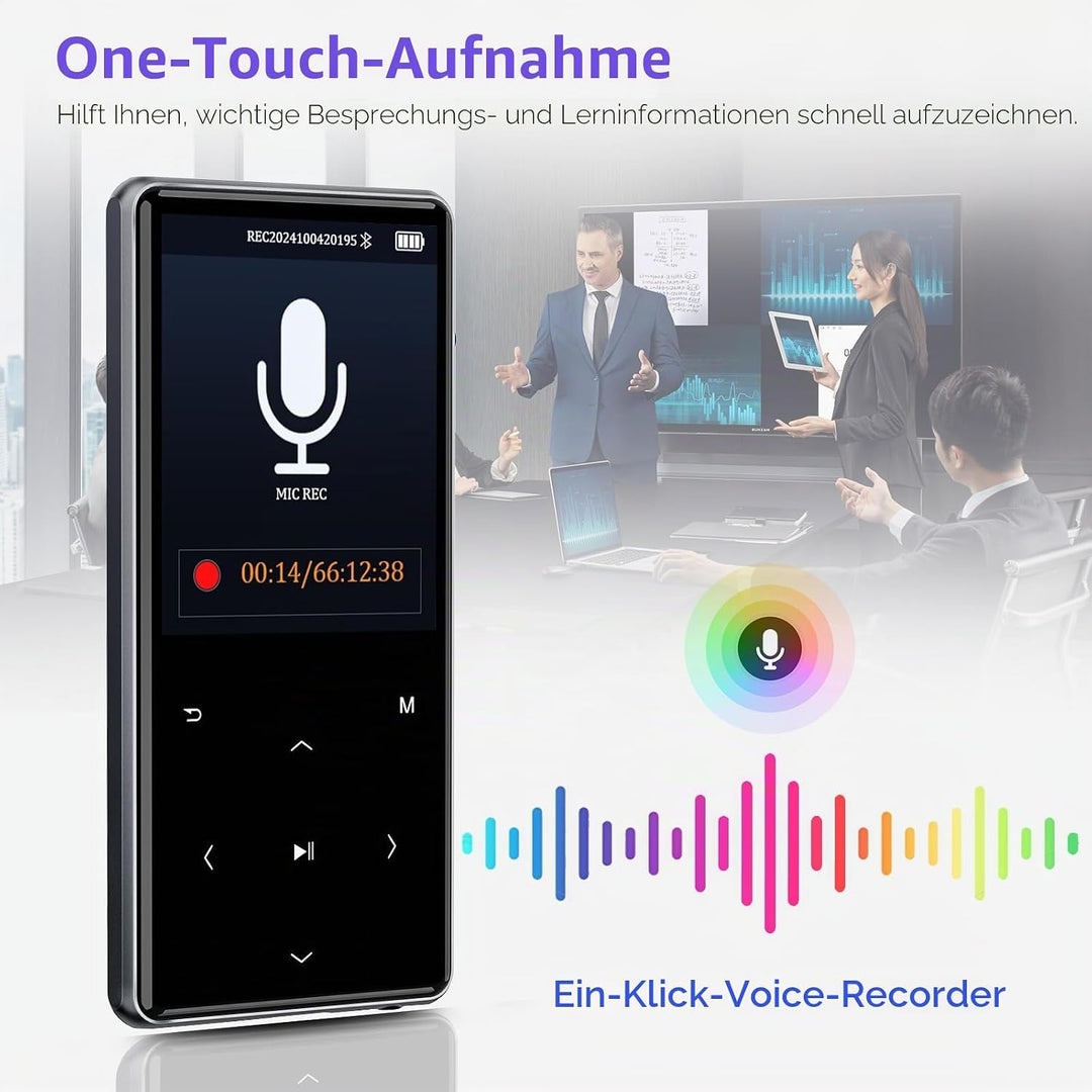 HIFI WALKER M7-128GB MP3 Player mit Bluetooth 5.0, 2,4 Zoll Touchscreen-Musikplayer mit Lautsprecher