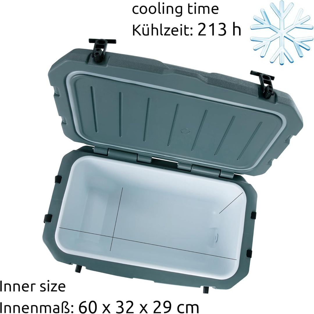 your GEAR Katmai Kühlbox 50L Volumen, 213h Kühlung, Robuste Thermobox mit Rollen, Energieeffizient,