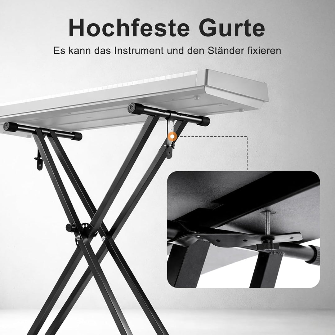 Trintion Keyboardständer Doppelstrebig Keyboard Ständer verstellbar 61 cm bis 98 cm Klappbar Zerlegb