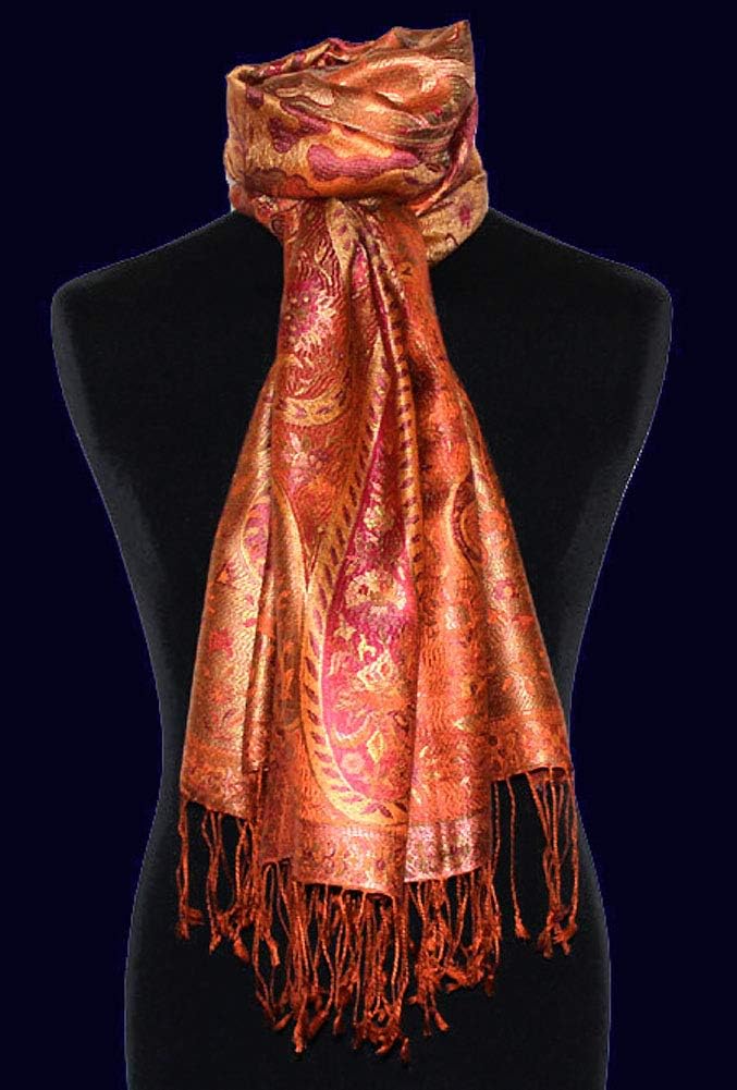 Lorenzo Cana Luxus Pashmina Schal Schaltuch jacquard gewebt 100% Seide 70 x 190 cm Paisley Muster Se