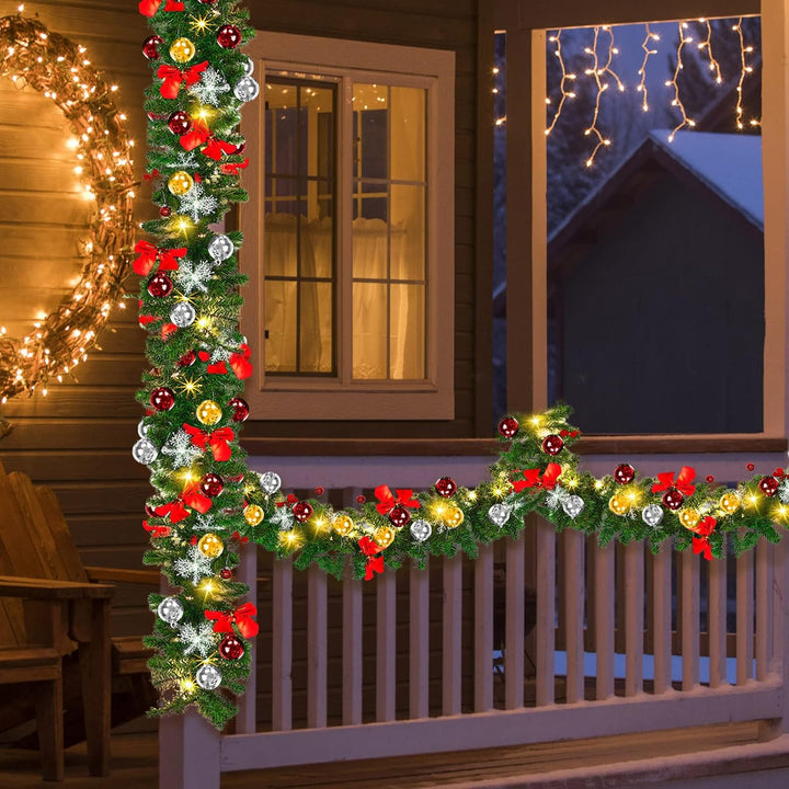 Gimisgu Weihnachtsgirlande Künstliche 5m Weihnachtsdeko mit Beleuchtung Warmweiss 8 Modus Tannengirl