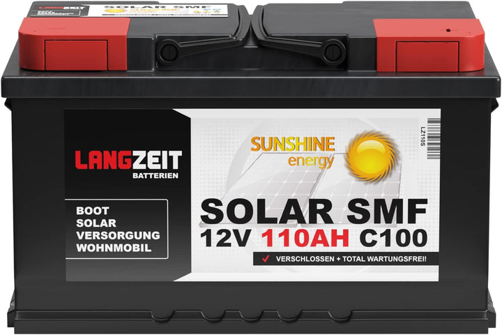 Langzeit Solar SMF Solarbatterie 110Ah 12V Versorgungsbatterie Wohnmobil Batterie Boot total wartung
