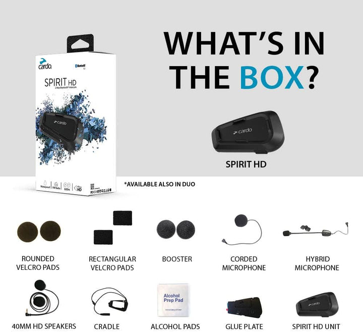 CARDO, kostenloses Motorrad-Gegensprechanlagen-Kit Bluetooth Spirit HD Duo Spirit HD