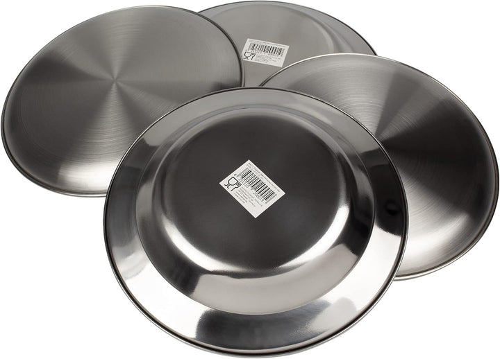 Black Snake® Camping Teller Set 2 flach & 2 tief - Edelstahl Essteller - robustes Outdoor Geschirr f