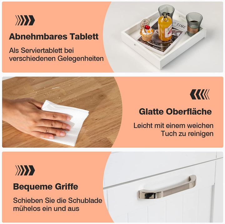 GOPLUS Küchenwagen mit Stauraum, Servierwagen auf Rädern mit 3 tiefen Schubladen, offenen Regalen &