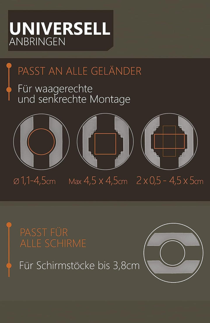 4smile Sonnenschirmhalter Balkongeländer – Aluminium Sonnenschirm Balkon Halterung - Schirmhalterung