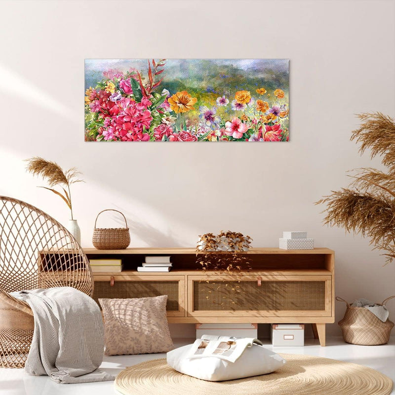 Wandbilder Dekoration Wohnzimmer blume sommer natur Panorama Bilder auf Leinwand 120x50cm Leinwandbi