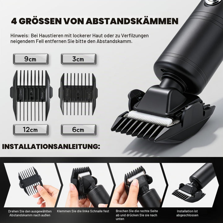 CGOLDENWALL 300W Hundeschermaschine Profi, 2000-6600U/min Stufenlose Geschw.,, Schwarz
