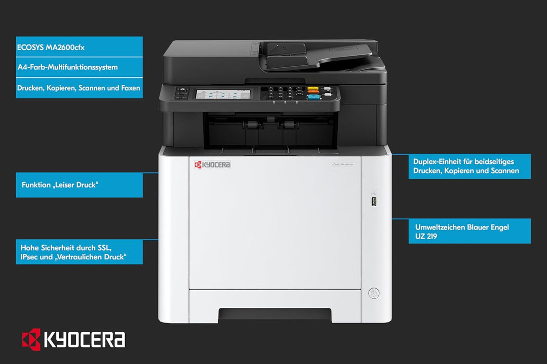 Kyocera Ecosys MA2600cfx Farblaserdrucker Multifunktionsgerät: Drucker Scanner Kopierer, Faxgerät. M