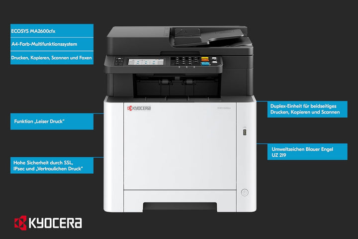 Kyocera Ecosys MA2600cfx/Plus Laserdrucker Multifunktionsgerät Farbe: Drucker Scanner Kopierer, Fax.
